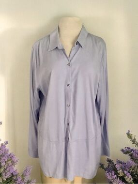 Periwinkle Long-Sleeve Button Front Women's Blouse